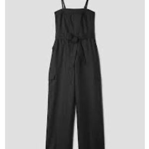 GAP Black Linen-Cotton Cargo Jumpsuit